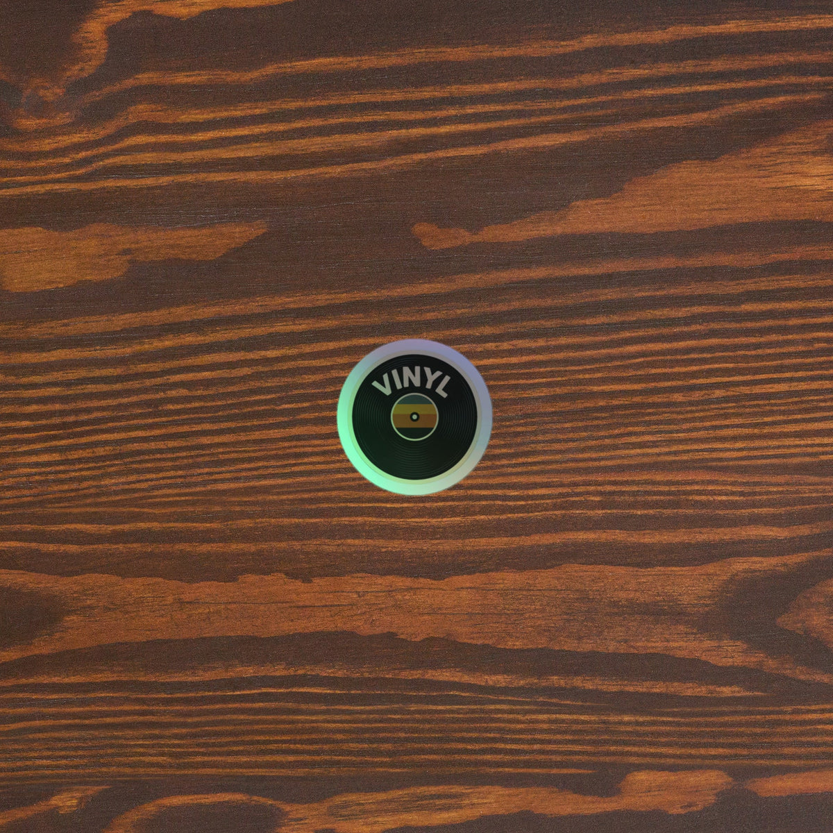 70s Vinyl Record Holographic Sticker 3x3 original mockup