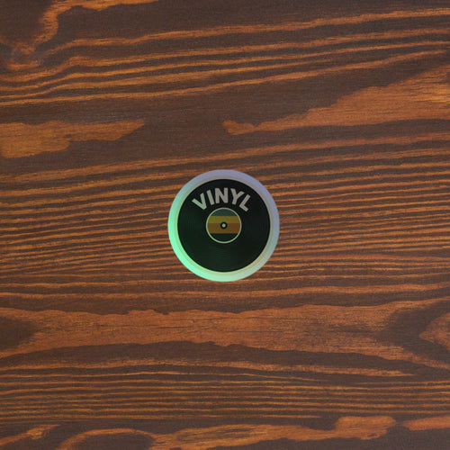 70s Vinyl Record Holographic Sticker 4x4 original mockup