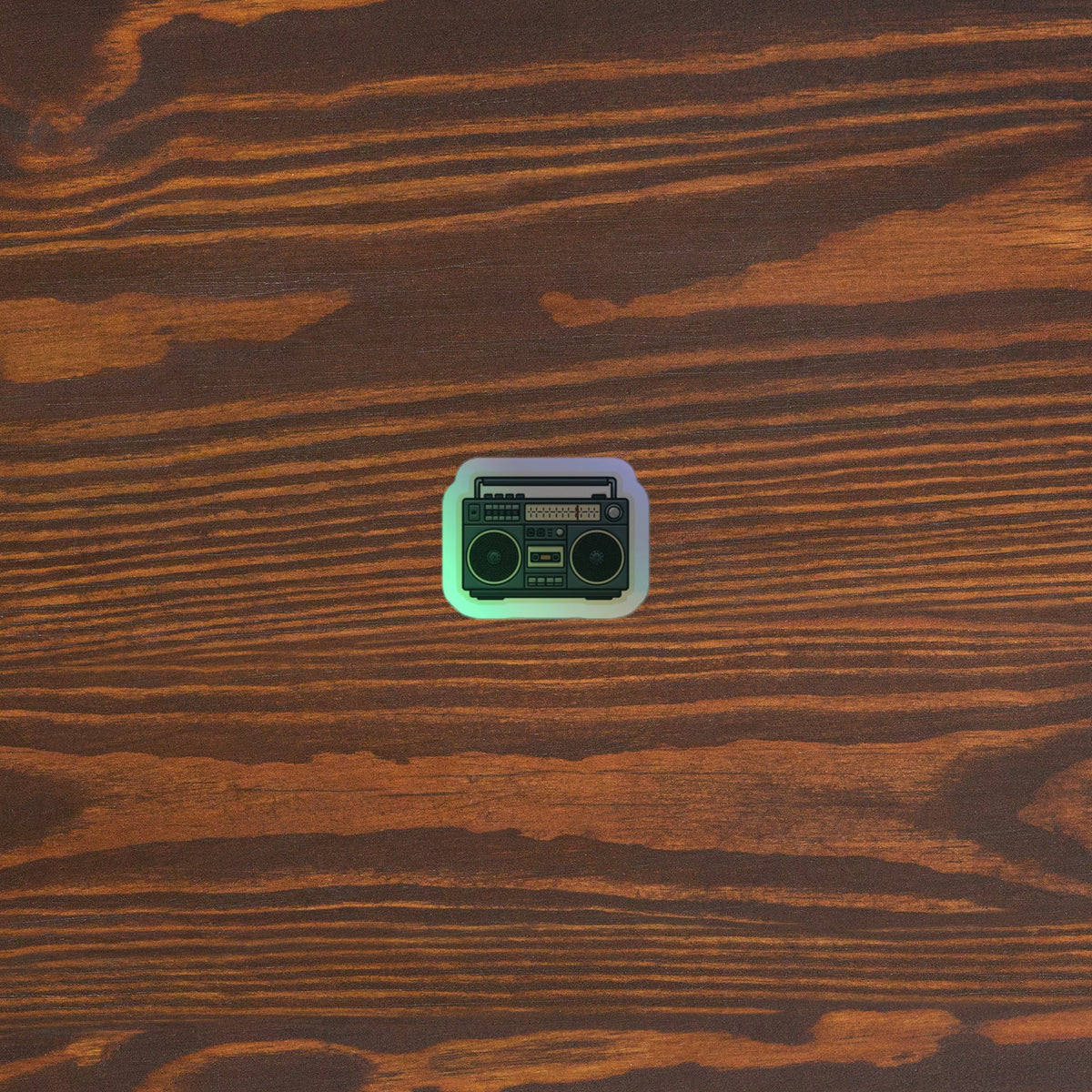 80s Boombox Holographic Sticker 3x3 original mockup