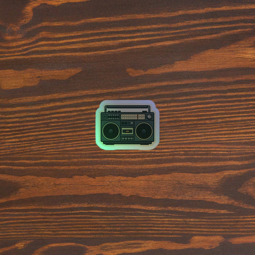 80s Boombox Holographic Sticker 4x4 original mockup