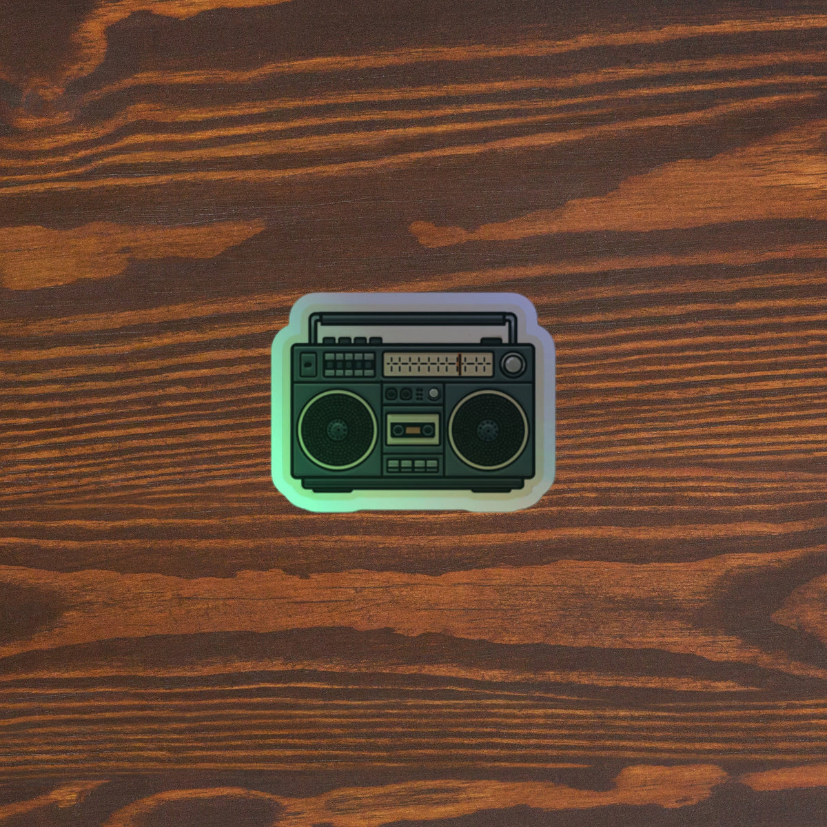 80s Boombox Holographic Sticker 5.5x5.5 original mockup
