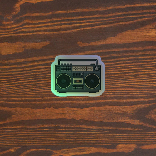 80s Boombox Holographic Sticker 5.5x5.5 original mockup