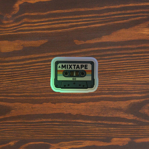 80s Cassette Vintage Holographic Sticker 5.5x5.5 original mockup