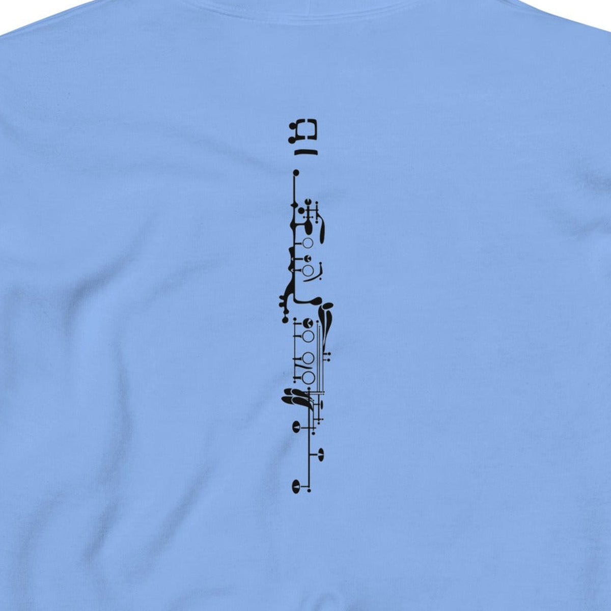 Clarinet Hoodie carolina blue back design detail