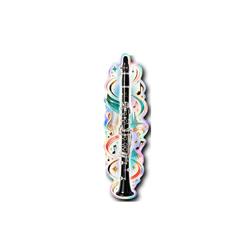 Clarinet Starlight Holographic Sticker 4x4 on plain white background