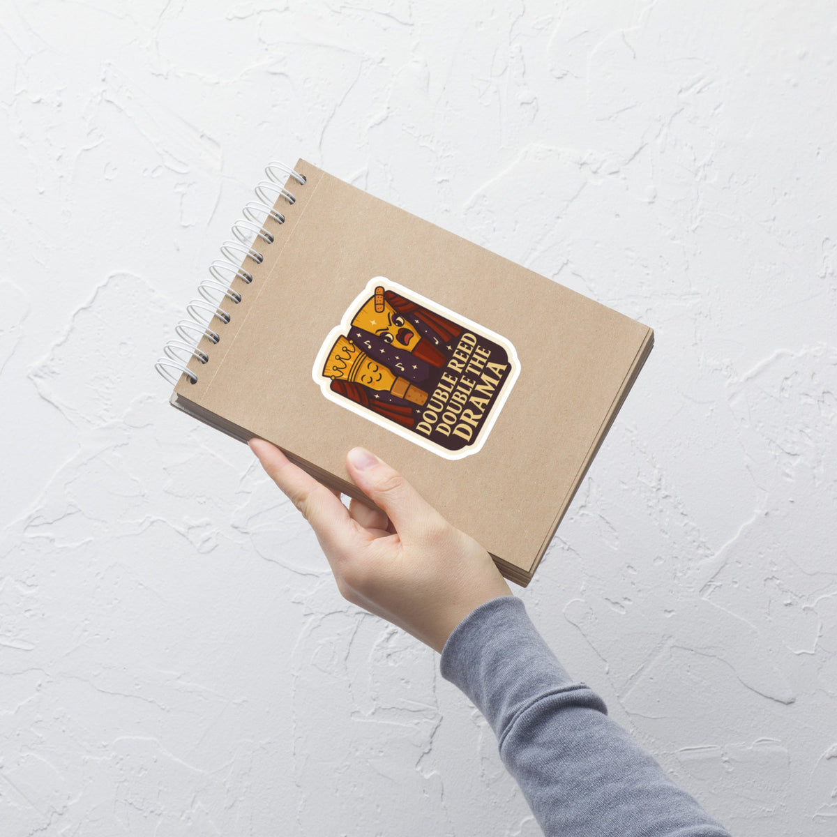 Double Reed, Double The Trouble Sticker notebook mockup 5.5 inch