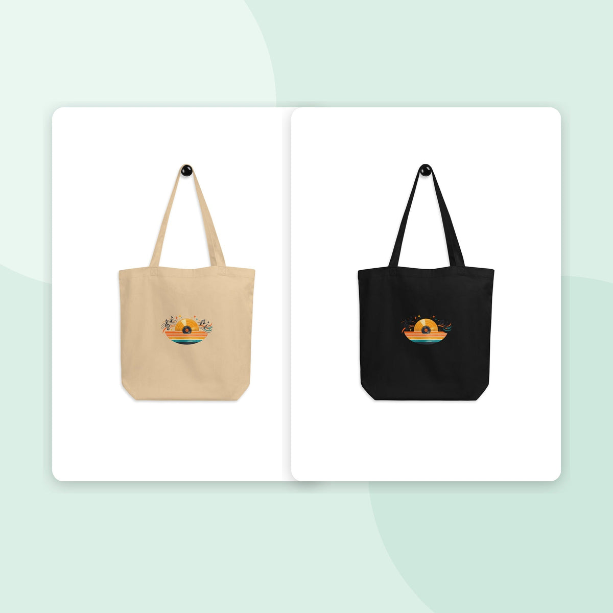 Golden Hour Groove - Eco Tote Bag colourway duo mockup