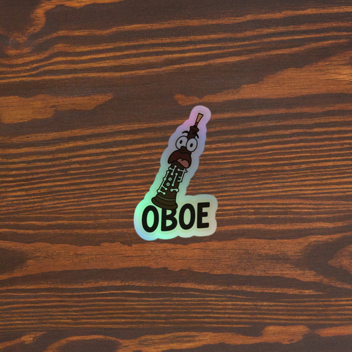 Holographic Oboe Sticker 4x4 original mockup