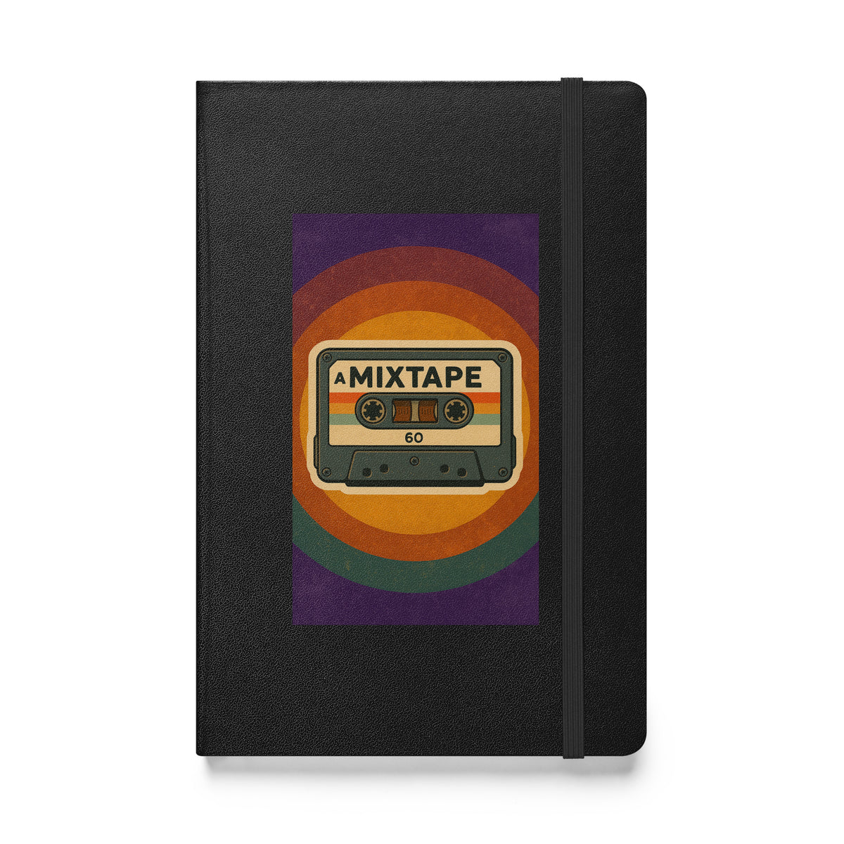 Retro Mixtape Journal - Hardcover Notebook - Black front cover mockup