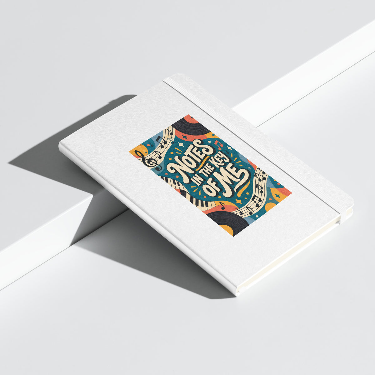 Notes in the Key of Me Journal - Hardcover Notebook - White angled closed mockup