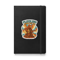 Plucking Since the 70s Retro Bear Guitar Hardcover Notebook - Black front cover mockup