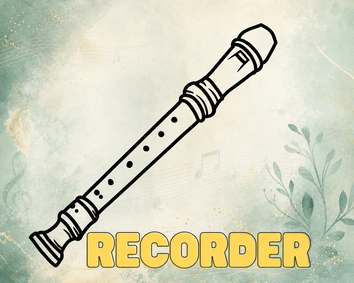 Recorder lessons artwork with refined Muso Studio background