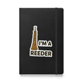 I’m a Reeder Oboe Pun Hardcover Notebook - Black front cover mockup