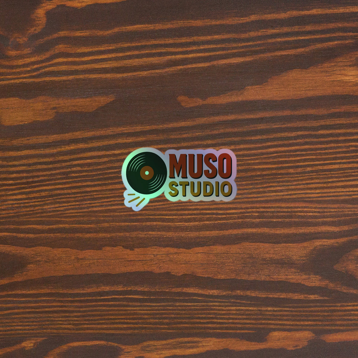Muso Studio Logo Holographic Sticker 3x3 original mockup