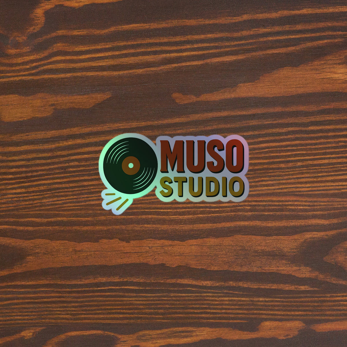 Muso Studio Logo Holographic Sticker 4x4 original mockup