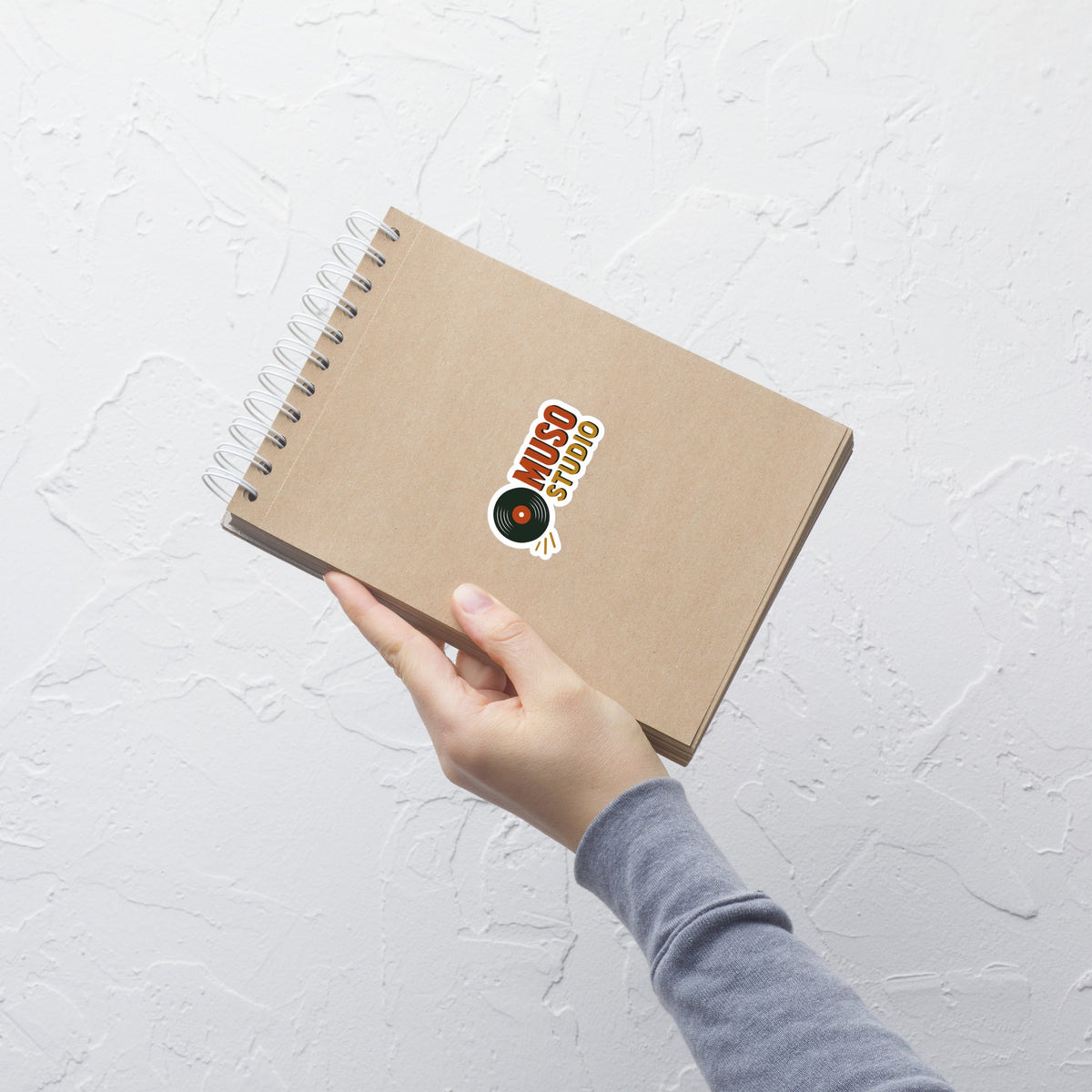 Muso Studio Logo Sticker notebook mockup 3 inch