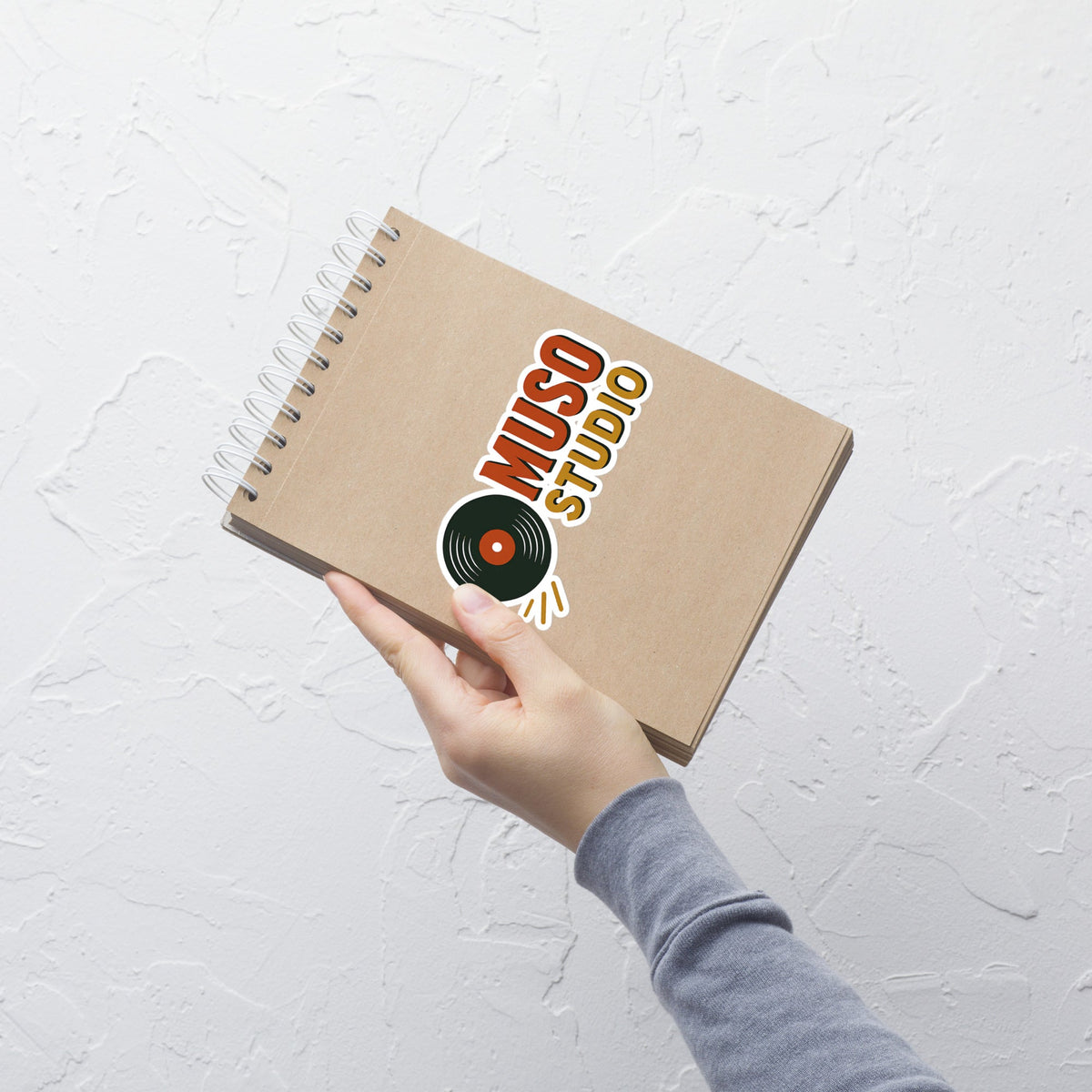 Muso Studio Logo Sticker notebook mockup 5.5 inch