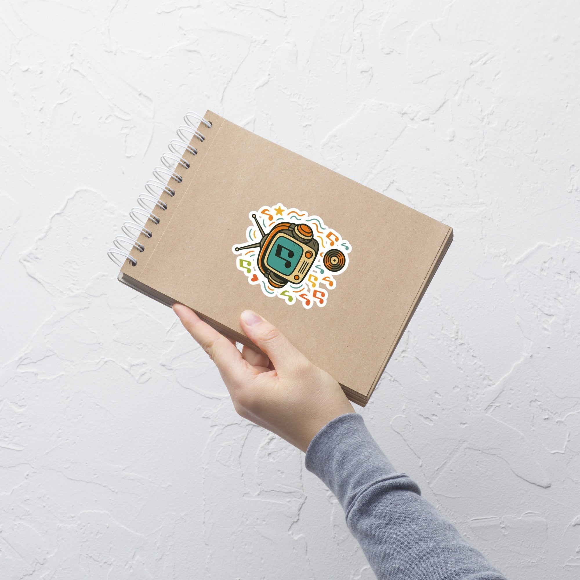 Retro Music Headphone TV Sticker notebook mockup 4 inch