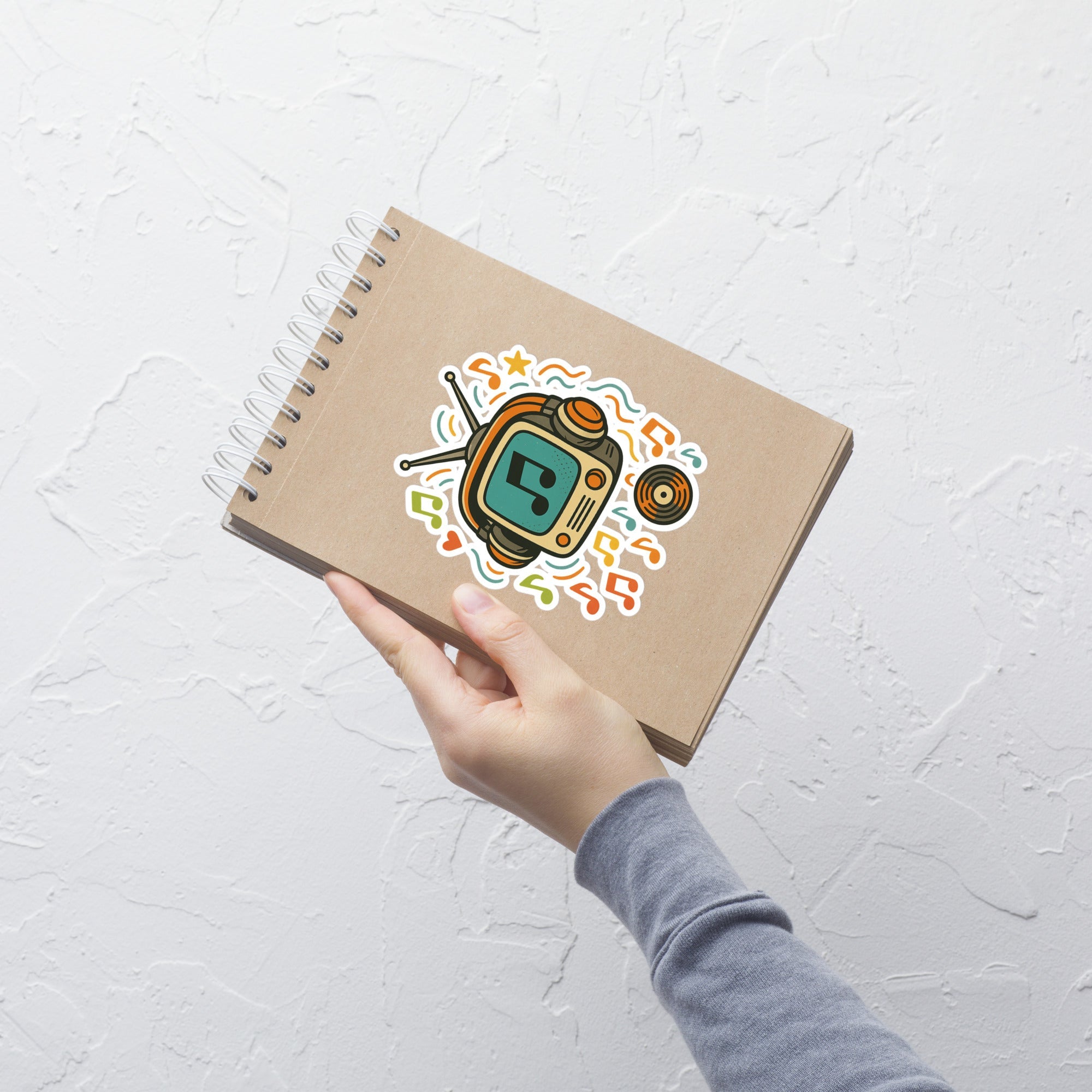 Retro Music Headphone TV Sticker notebook mockup 5.5 inch