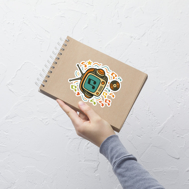 Retro Music Headphone TV Sticker notebook mockup 5.5 inch