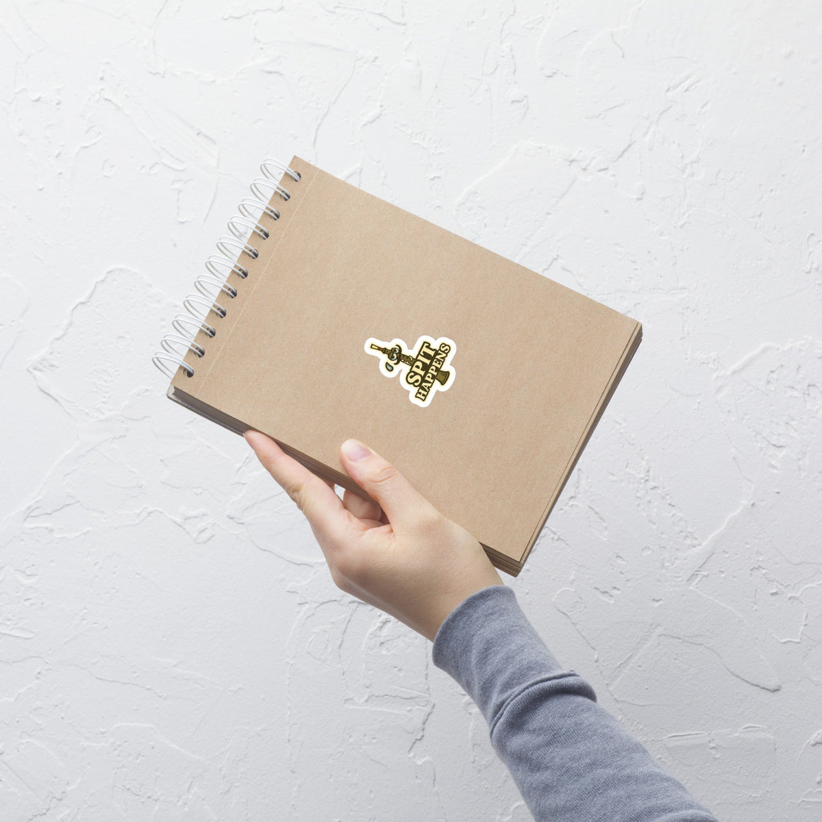 SPIT Happens Sticker notebook mockup 3 inch