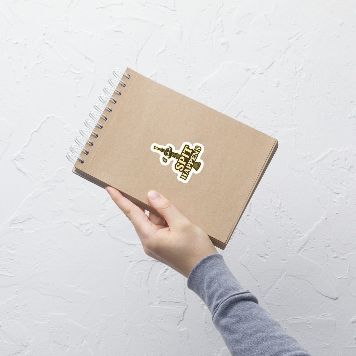 SPIT Happens Sticker notebook mockup 4 inch