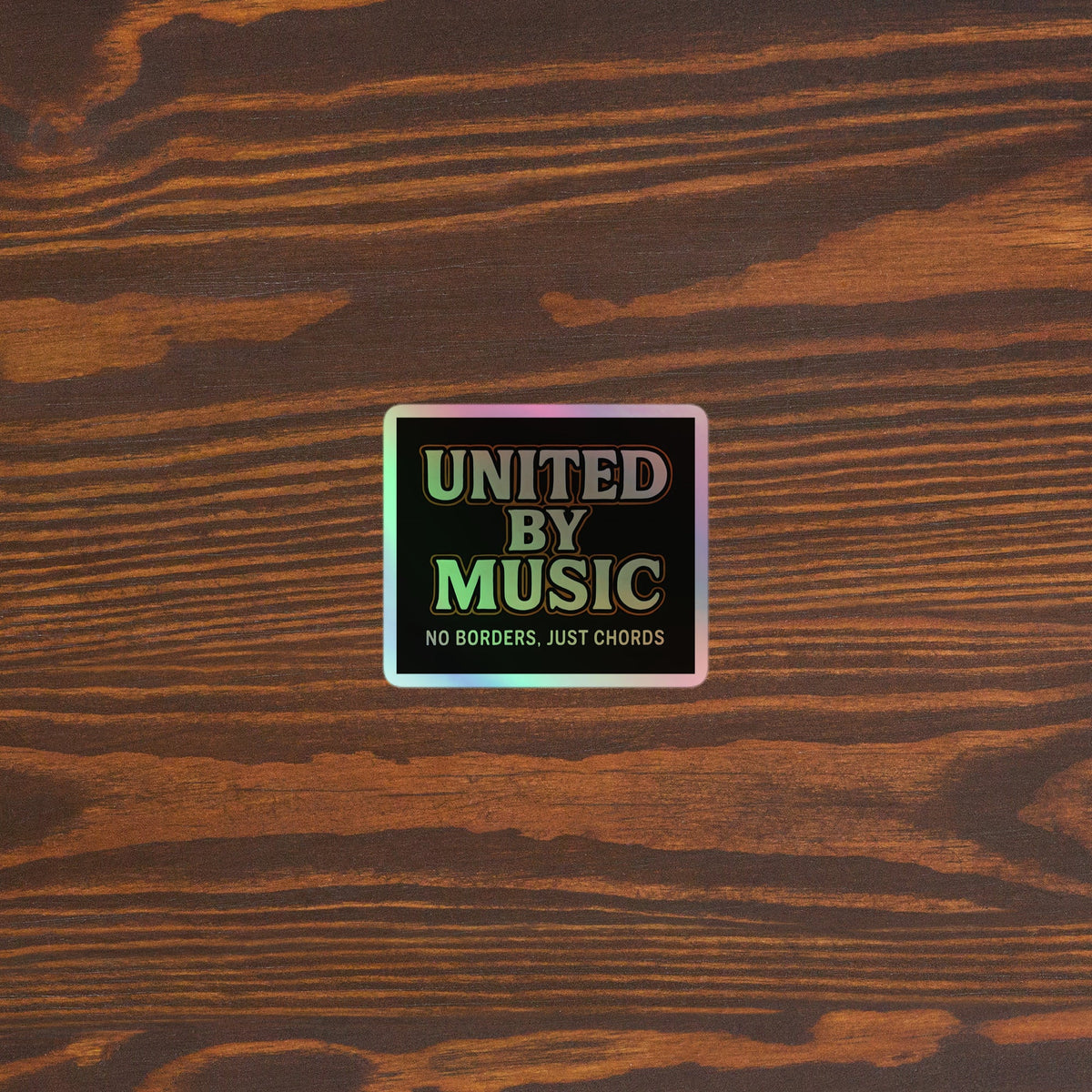 United by Music Holographic Sticker 3x3 original mockup