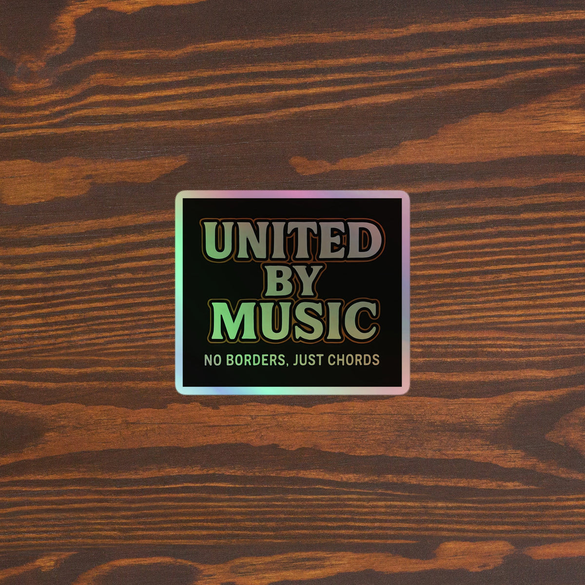 United by Music Holographic Sticker 4x4 original mockup